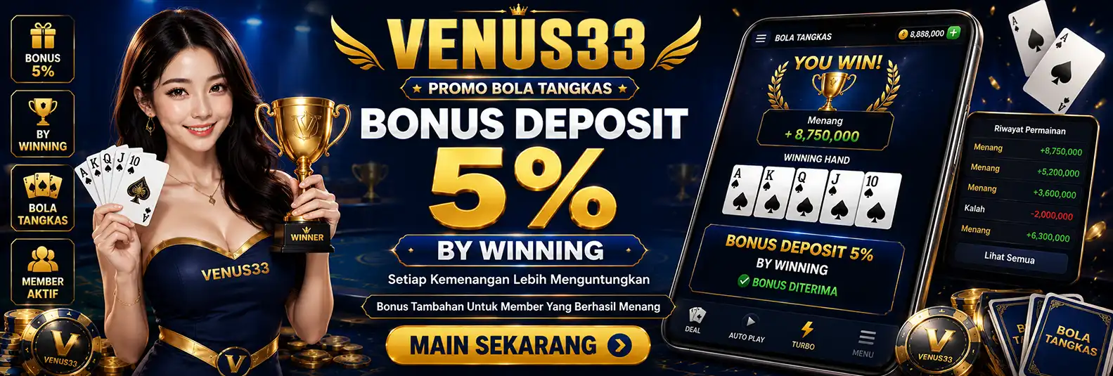 BONUS DEPOSIT 5 % BOLA TANGKAS BY WINNING